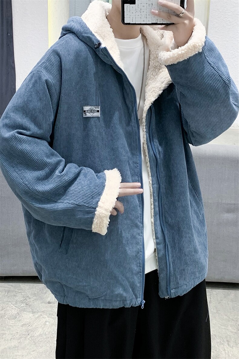 DM72-P120现货男装冬款加厚宽松灯芯绒中性情侣港风棉衣外套,男装棉衣,电商D321-1