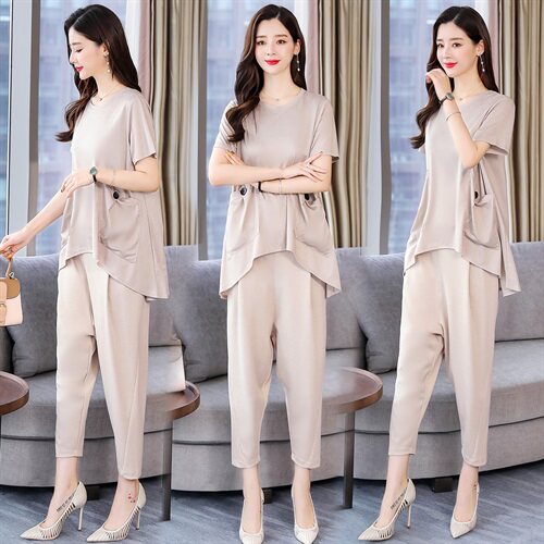 2025夏装新款短袖两件套,女装套装/套裙,天丽