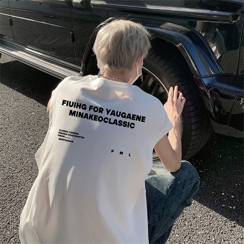 美式得物直播抖音品质纯棉250克无袖背心T恤T2519P25控39，男装背心/马甲，电商C408-1(原B339-1)