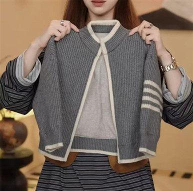 2025年秋季时尚百搭他简约休闲刺绣小狗开衫，女装针织衫/毛衣，牧雅羊绒