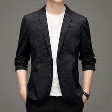 西装男士外套2023春季新款时尚商务休闲宽松纯色西服外套中年男装图片