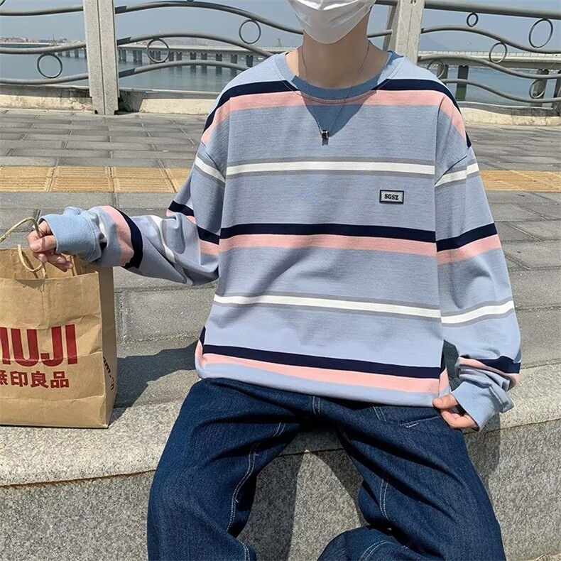 条纹卫衣外套男春秋季圆领休闲长袖衣服W23P23,男装卫衣,星座1116-2