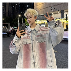 F478P75秋冬男装港风潮男时尚休闲夹克牛仔外套，男装工装外套，星座512-6