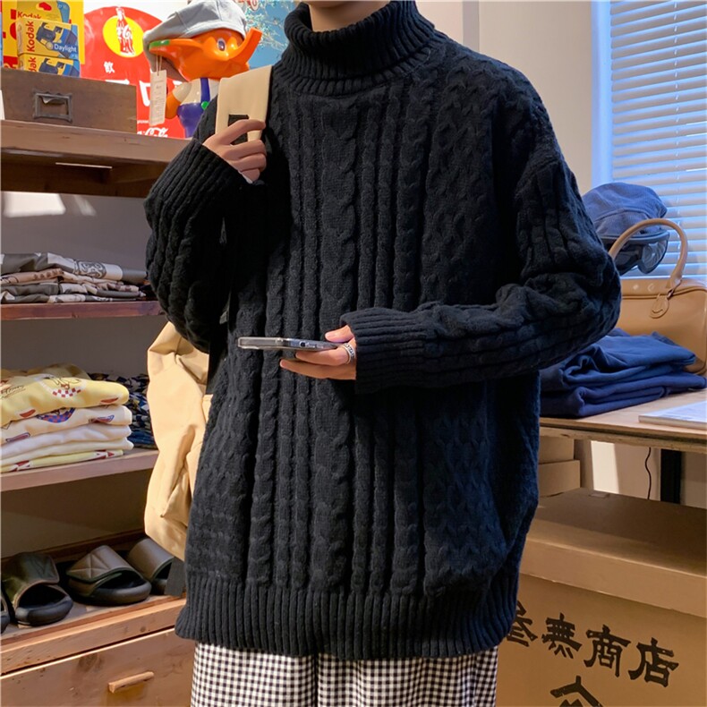 2021秋冬季高领毛衣纯色百搭港风情侣款加厚上衣毛衣M319-P43,男装针织衫/毛衣,星座512-4