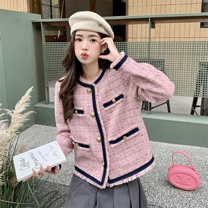 新款现货】轻奢粗花呢小香风短款外套212A-8809-150-218图片