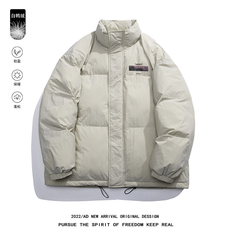 白鸭绒白底冬季新款字母印花立领羽绒服外套YR186P195控258图片