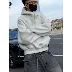 连帽卫衣男潮牌ins纯色上衣服春秋冬季帽衫情侣宽松纯黑外套，男装针织衫/毛衣，四季星座505