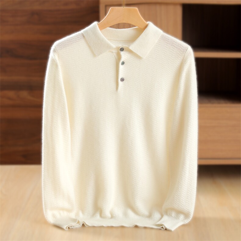 男士polo衫长袖t恤男2024年秋冬季加厚保暖衣服男韩版潮流内搭,男装羊毛衫,鹿一羊绒