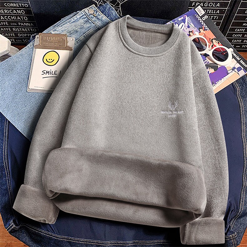 毛衣男加绒加厚一体绒卫衣秋冬天百搭毛线针织衫 7009-P28图片