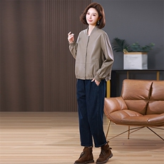 黑色立领皮衣外套宽松显瘦妈妈装2025春秋季小个子机车服pu皮夹克，女装套装/套裙，悦见她