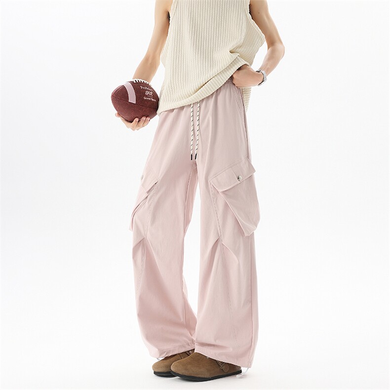 D206-18XL-M冰丝复古阔腿工装裤男宽松大口袋美式拖地裤男K9145，男装工装外套，电商D206-1