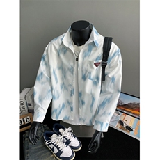 新中式国风水墨扎染长袖衬衫男秋季潮牌轻奢宽松大码痞帅衬衣外套，男装衬衫，星座230-1