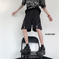 B221美式ins高街暗黑宽松拉链设计五分裤短裤LK23058-P55控78，男装休闲裤，电商B221