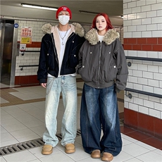 男女宽松美式工装外套加绒保暖毛领座山雕夹克棉服G881特P110网图，男装夹克，电商B245