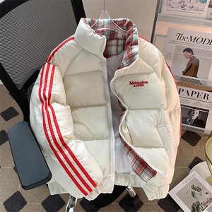 美式撞色格子拼接棉服外套潮牌设计感加厚保暖面包服TT27 P85图片