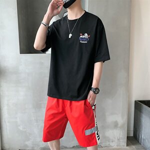 短袖t恤男夏季2021新款宽松半袖体恤上衣服ins潮牌套装DS773T