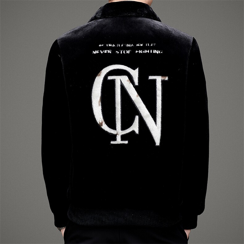 秋冬外套男士金貂绒夹克立领商务休闲刺绣外套男SNNJDR11813-P350图片