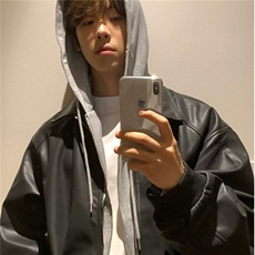 XZ266-P92假两件连帽外套男款秋季新款小众设计宽松潮流痞帅，男装T恤，电商B323A