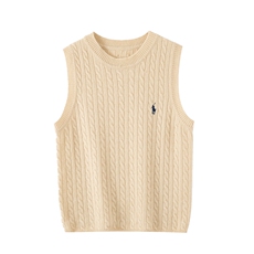 时尚百搭圆领麻花背心衫优雅显瘦秋冬新品，女装马甲，美够羊绒