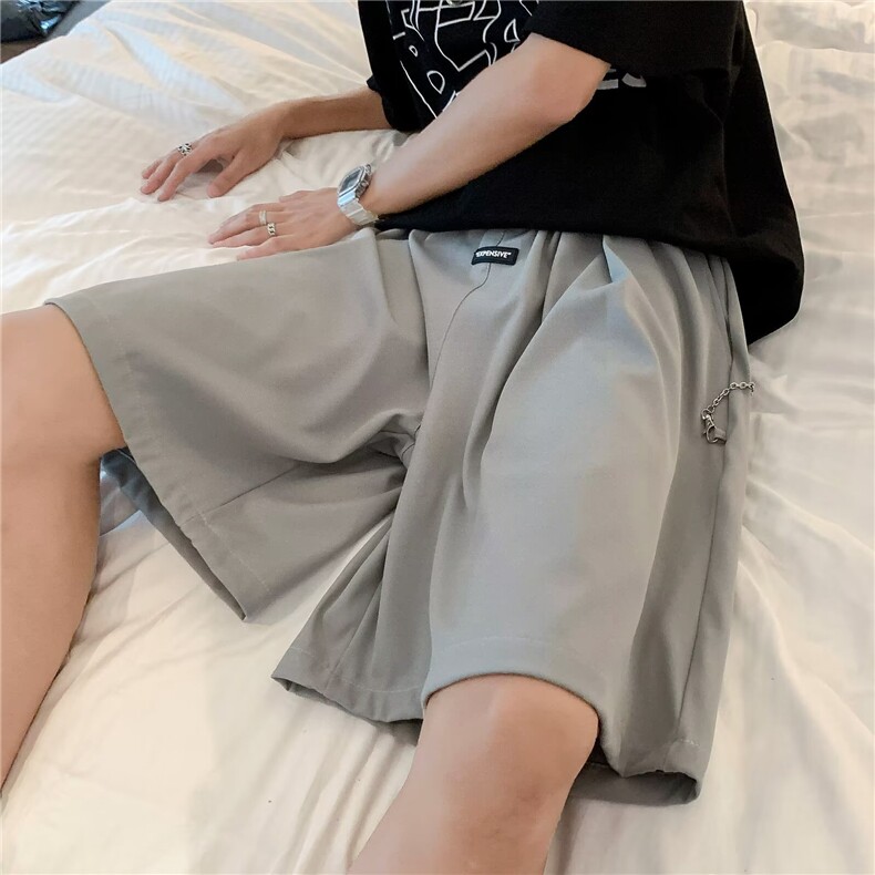 美式褶皱弧形工装短裤男款夏季高级感裤子宽松大码弯刀七分裤,女装休闲裤,星座1210-1
