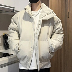 网图PU棉衣加厚保暖宽松立领外套休闲潮流棉服310A-MY008-P70，男装棉衣，四季星座310A