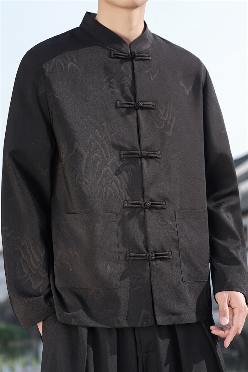 2025春季新款男装新中式衬衫经典风衬衣唐装盘扣汉服C175-P65,男装衬衫,电商B277(原6028)