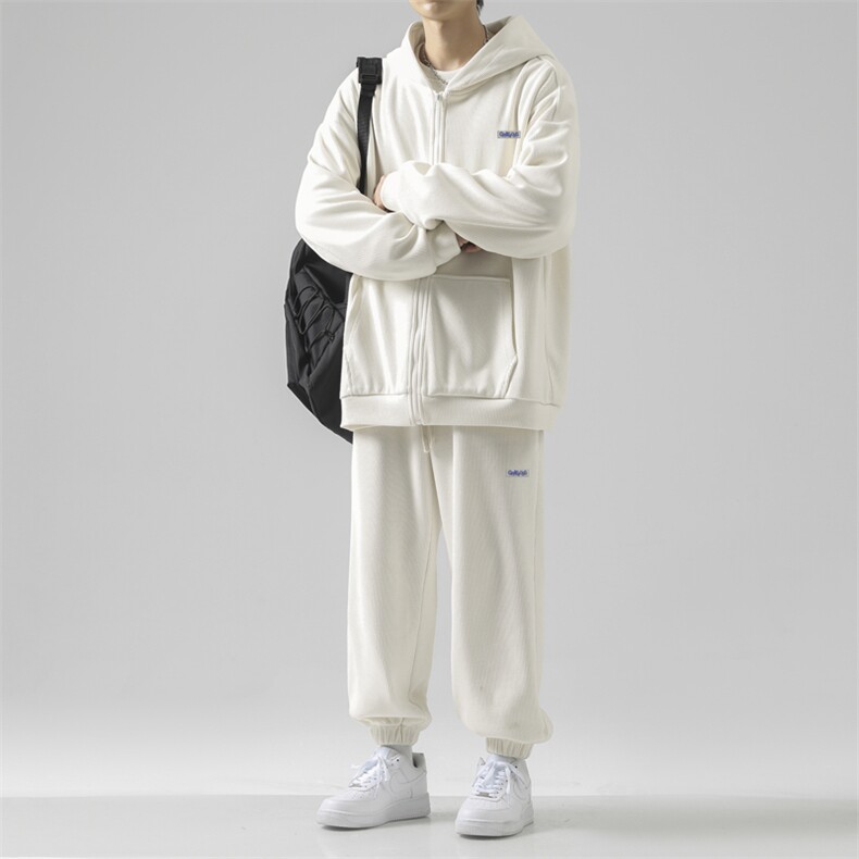 新品套装美式潮流纯色ins风条绒三件套宽松坠感SJT875-特批176,男装休闲套装,星座718