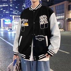 2023春秋季毛呢夹克棒球服男韩版字母潮流新款上衣外套W2071-P68，男装夹克，星座412-3