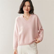 秋季新款v领纯色套头针织衫时尚休闲，女装针织衫/毛衣，鸥蕊娅羊绒