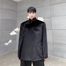 秋季新款金丝绒外套新疆式中山装西服上衣A345-610-P125，男装西服，电商A345