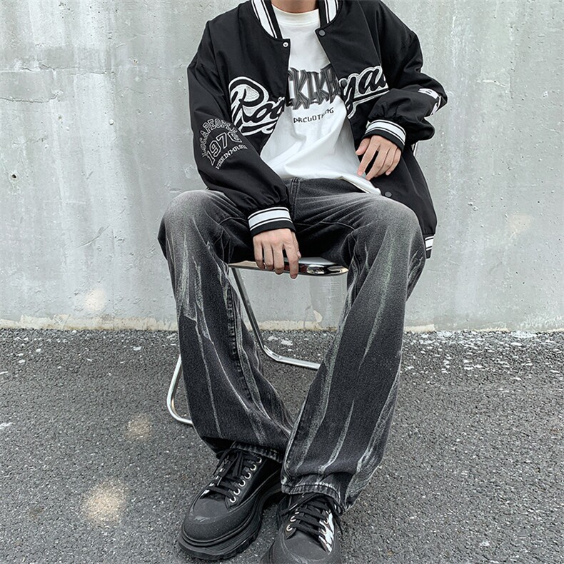 秋季美式ins高街hiphop微喇扎染牛仔裤货号K2313P55控78,男装牛仔裤,电商A063