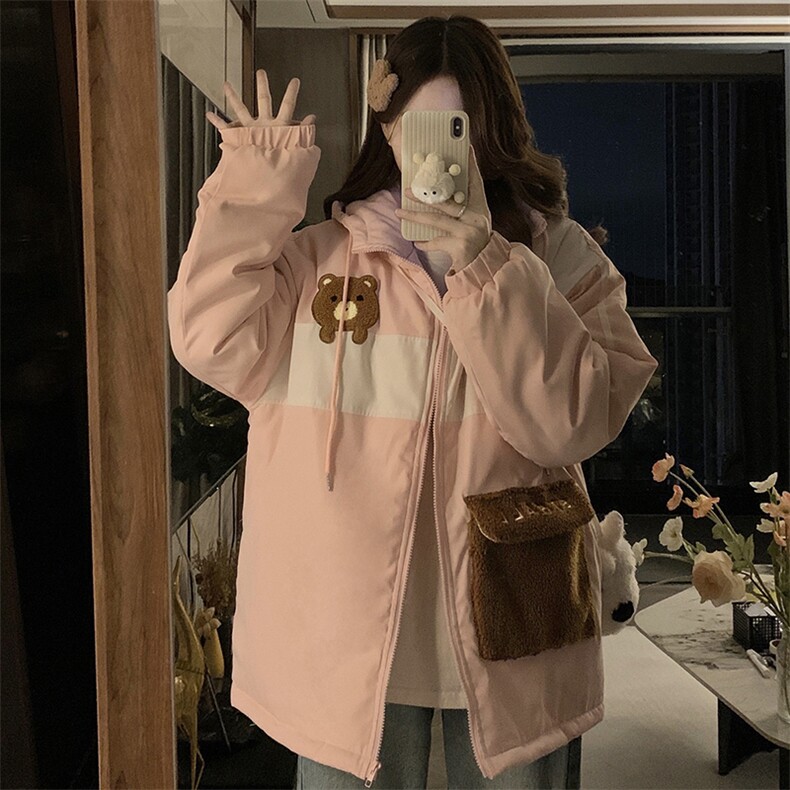 小熊工装棉服少女冬装2025新款学生宽松棉袄保暖棉衣外套C530-100,男装棉衣,星座911-2(原星座613-2）