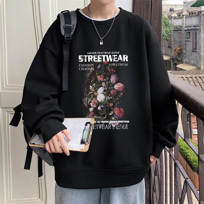 华夫格！2023春季新款男士潮牌圆领卫衣百搭长袖HWY05P30,男装卫衣,电商B220