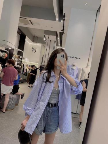 早秋新款条纹衬衫,女装衬衫,朵拉可可