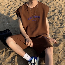 无袖套装t恤男夏季新款背心坎肩篮球休闲运动短袖短裤男装一套装，男装休闲套装，星座506