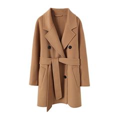 2024年秋冬羊绒大衣女中长款赫本风流行系带呢子外套，女装羊绒大衣，星纬羊绒