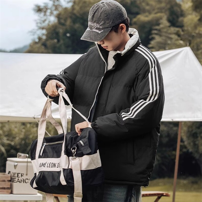 潮牌棉服男士冬季立领防风外套美式三条杠面包服情侣棉衣，女装棉衣/棉服，星座1210-1