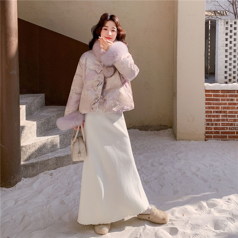 【上就能卖】大量不缺货转化好新中式真毛领羽绒服25102P380K605,女装羽绒服,2C292