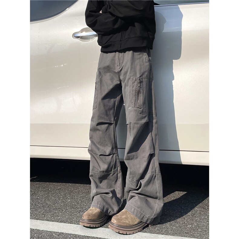 XZ612-K219-P65美式复古工装裤铆钉宽松直筒水洗百搭休闲裤男女,男装休闲裤,星座612