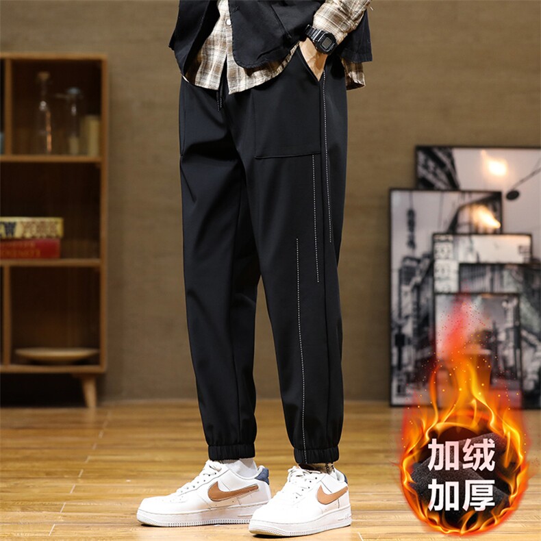秋冬新款梭织男裤百搭设计感加绒港风休闲裤束脚裤K225H-P45,男装卫衣,星座717