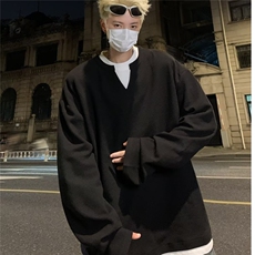 港风秋款男假两件卫衣小V领宽松长袖休闲外套WY3048P35，女装短外套，星座1013-1