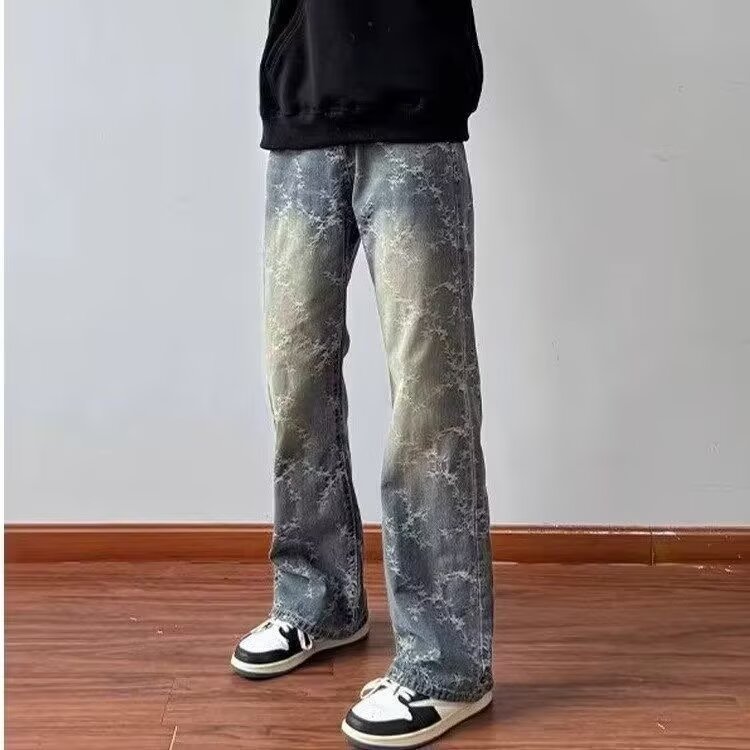 1506-1/K1061/P46复古提花牛仔裤男秋季新款设计感ns潮牌宽松直筒图片