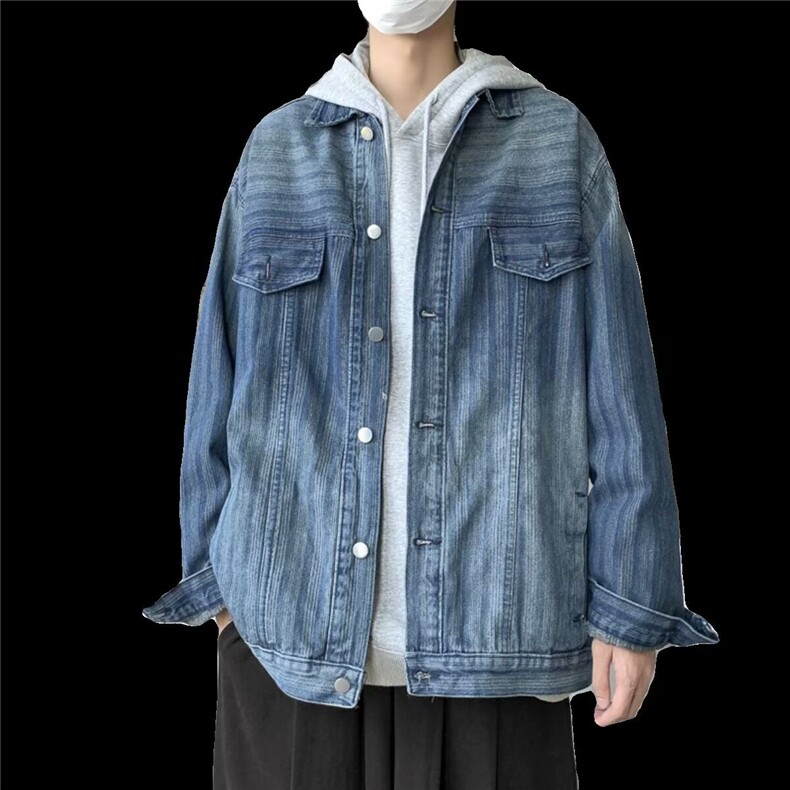 美式复古水洗竖条纹牛仔外套男女春秋休闲高街潮牌夹克JK850-P68,男装工装外套,星座208-5