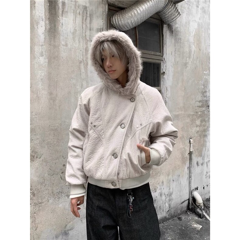 现货座山雕毛领拼接连帽棉服短款防水加厚外套男MY277/P140,男装棉衣,星座205-3