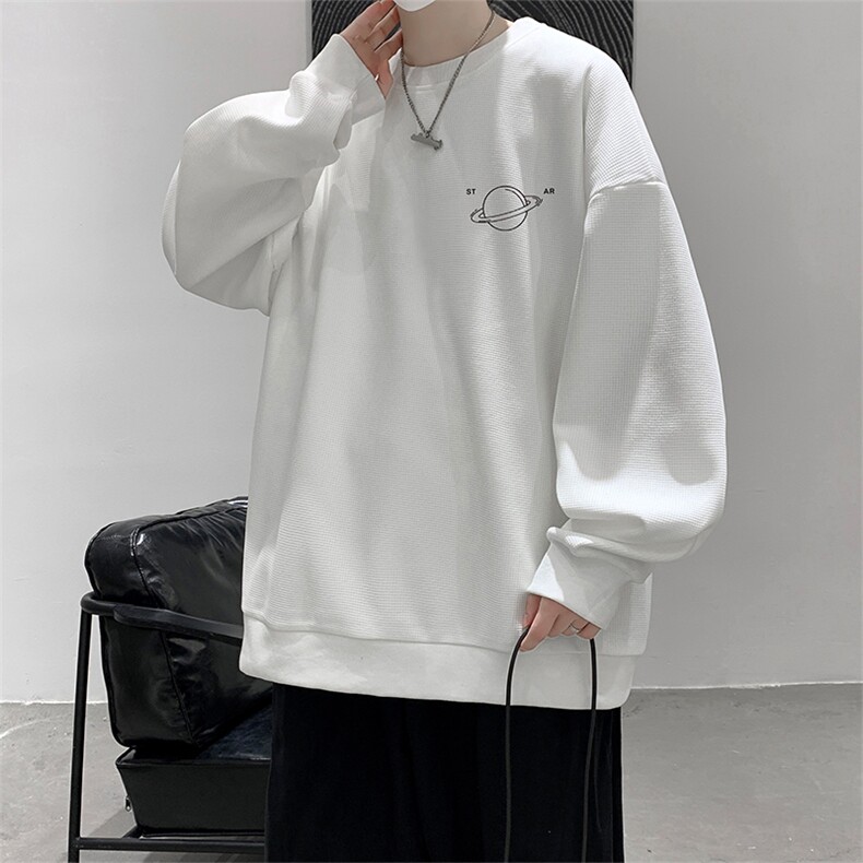 华夫格卫衣圆领卫衣男大码长袖t恤男外套 HW76238-P30加绒款-P40图片