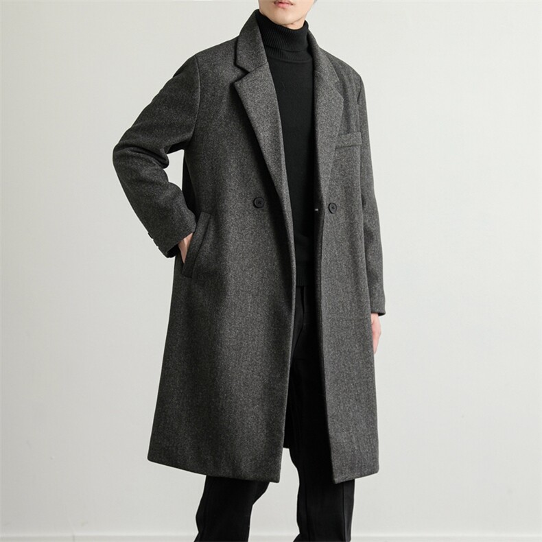 中长款毛呢大衣男2024新款春秋季棉外套高级感英伦风衣JK0251-P98，男装风衣，星座308B-2