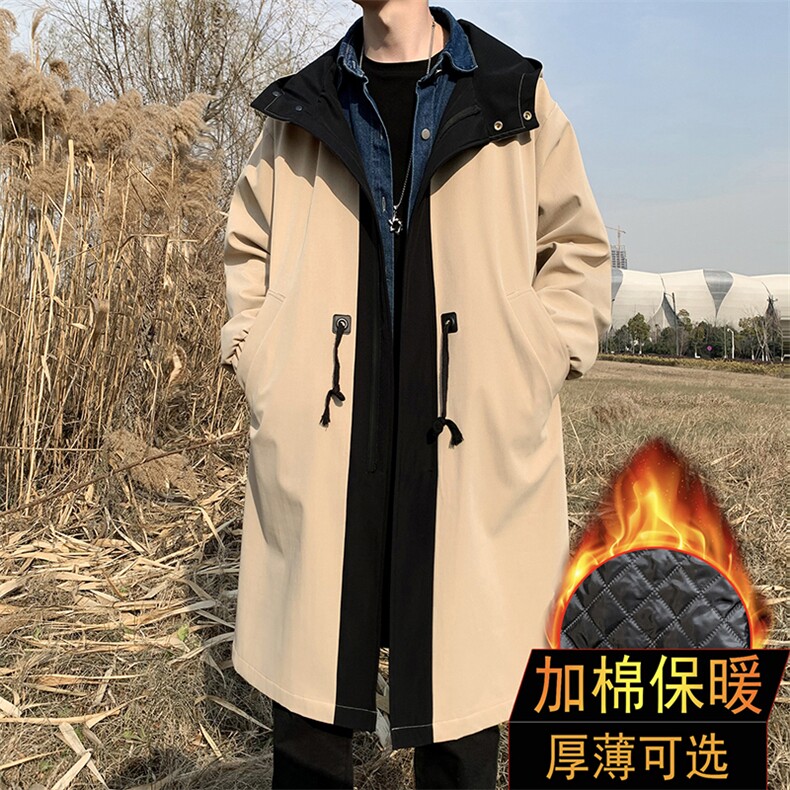 5W件加绒风衣男中长款大衣男棉衣男F996薄P95加棉P115外景一,男装风衣,星座401