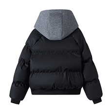 现货高品质重磅工艺美式高街假两件PU皮棉衣男女加厚棉服外套，男装棉衣，电商A486-1
