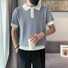 polo衫潮牌男士夏季韩版修身撞色休闲翻领针织衫痞帅冰丝短袖上衣，男装Polo衫，星座1013
