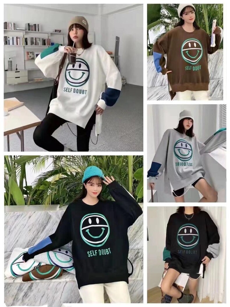 拼接加绒加厚中长卫衣，女装卫衣/绒衫，IEC